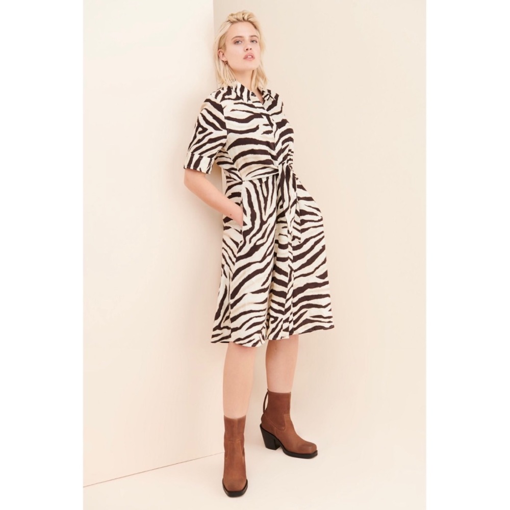 Anthropologie Ralph Lauren Linen Harmony Safari Dress Animal Print